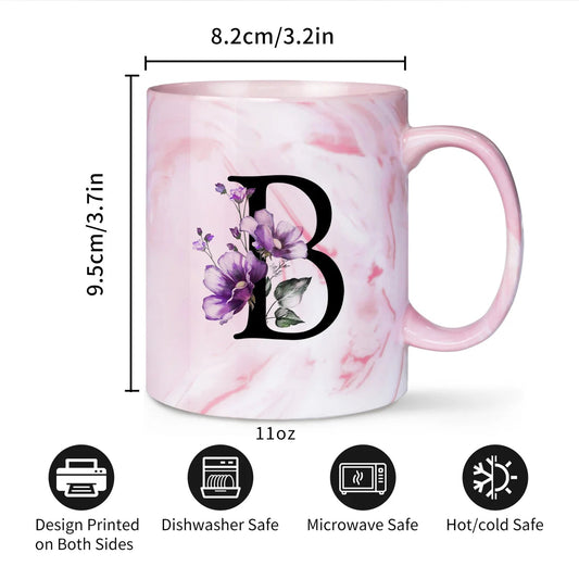 1PC, Letter Flower A-Z Coffee Mugs R&G Boutique