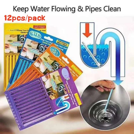 12 PCS Sticks Pipe Deodorizer Easy Drain Cleaning Sanitation Enzyme R&G Boutique
