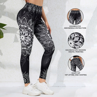 Watercolor Print Yoga Pants for Women, High-Waisted, Tummy-Control, Butt-Lifting, Quick-Dry, Ankle-Length Fitness Workout Leggings