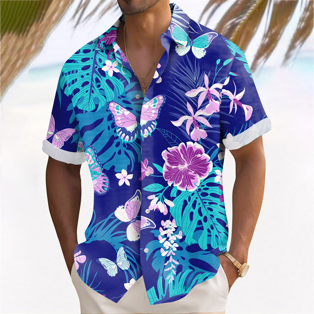 Hawaii Beach men's casual print shirt by R&G Boutique featuring vibrant tropical island design and lightweight fabric.