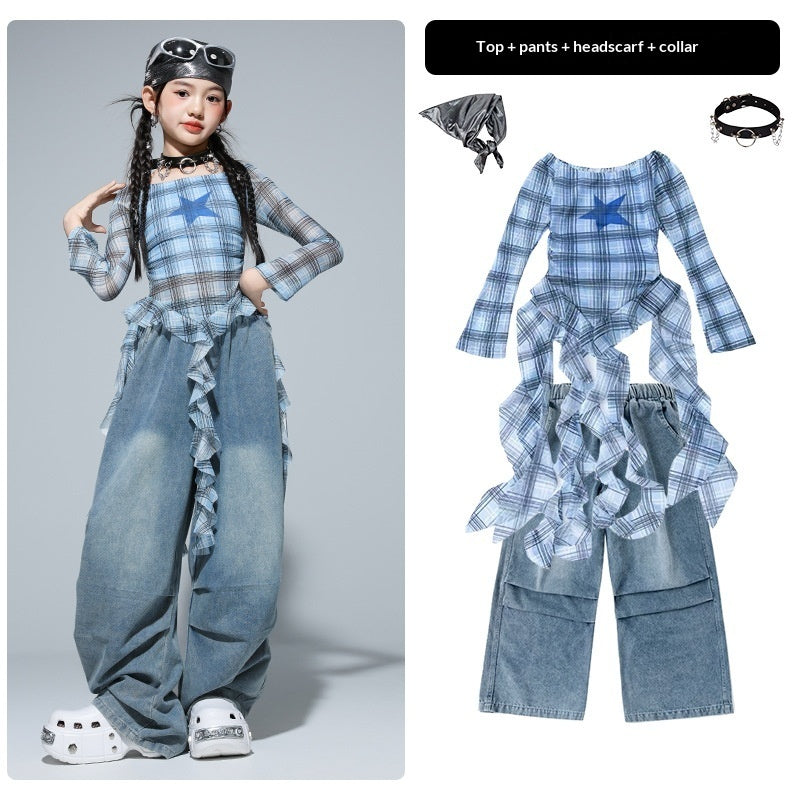 Girls street dance outfit set by R&G Boutique featuring trendy hip-hop style clothing with colorful tops and jogger pants.
