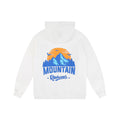 Men's loose hoodie with mountain foam print from R&G Boutique, featuring a casual fit and soft fabric in a relaxed style.