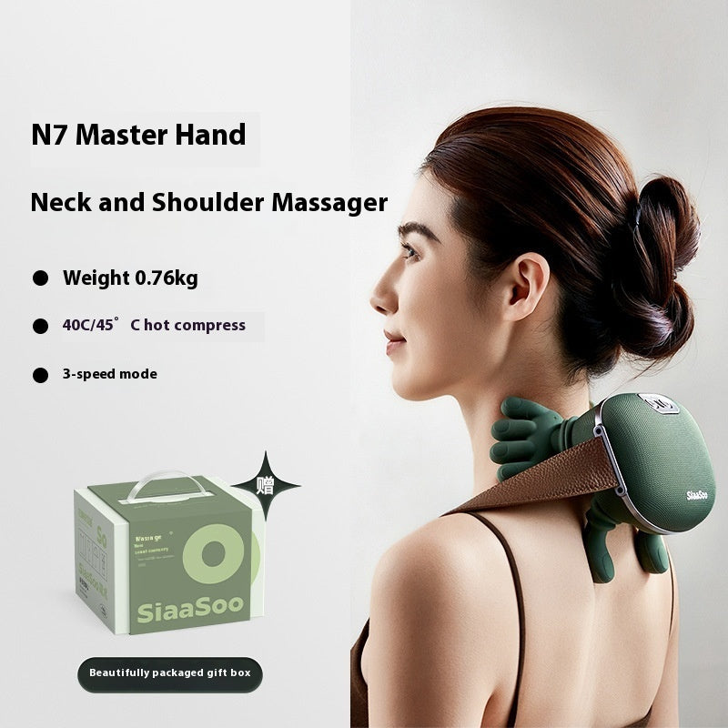 Wireless electric neck and shoulder muscle massager by R&G Boutique for pain relief and muscle relaxation.