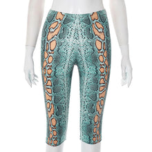 Women's Sexy Python Print Fitted Straight Leg Biker Shorts Pants
