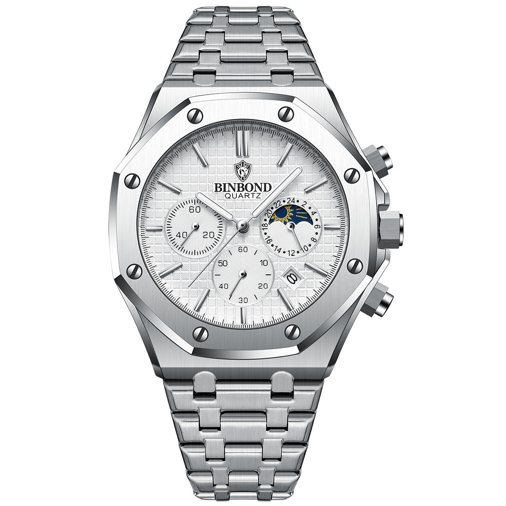 Men's multi-function sports watch by R&G Boutique with digital and analog display, black strap, and multiple activity features.