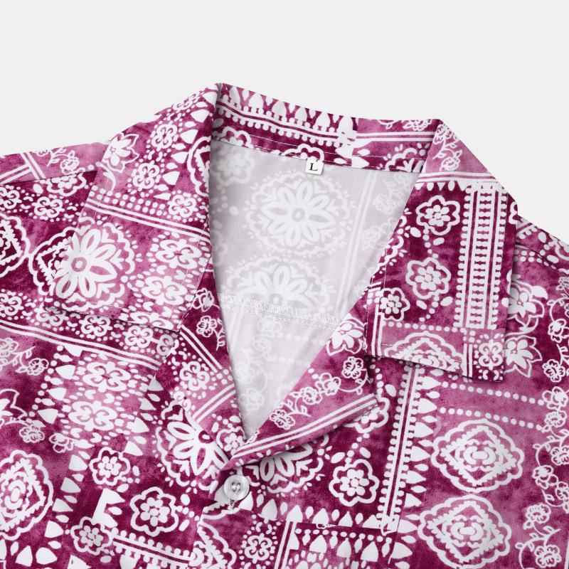 Men's vintage print short sleeve shirt from R&G Boutique featuring bold, retro-inspired design and lightweight fabric.