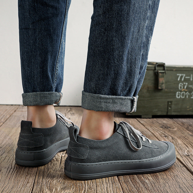 Casual men's leather shoes by R&G Boutique featuring retro design, brown leather, and classic lace-up style.