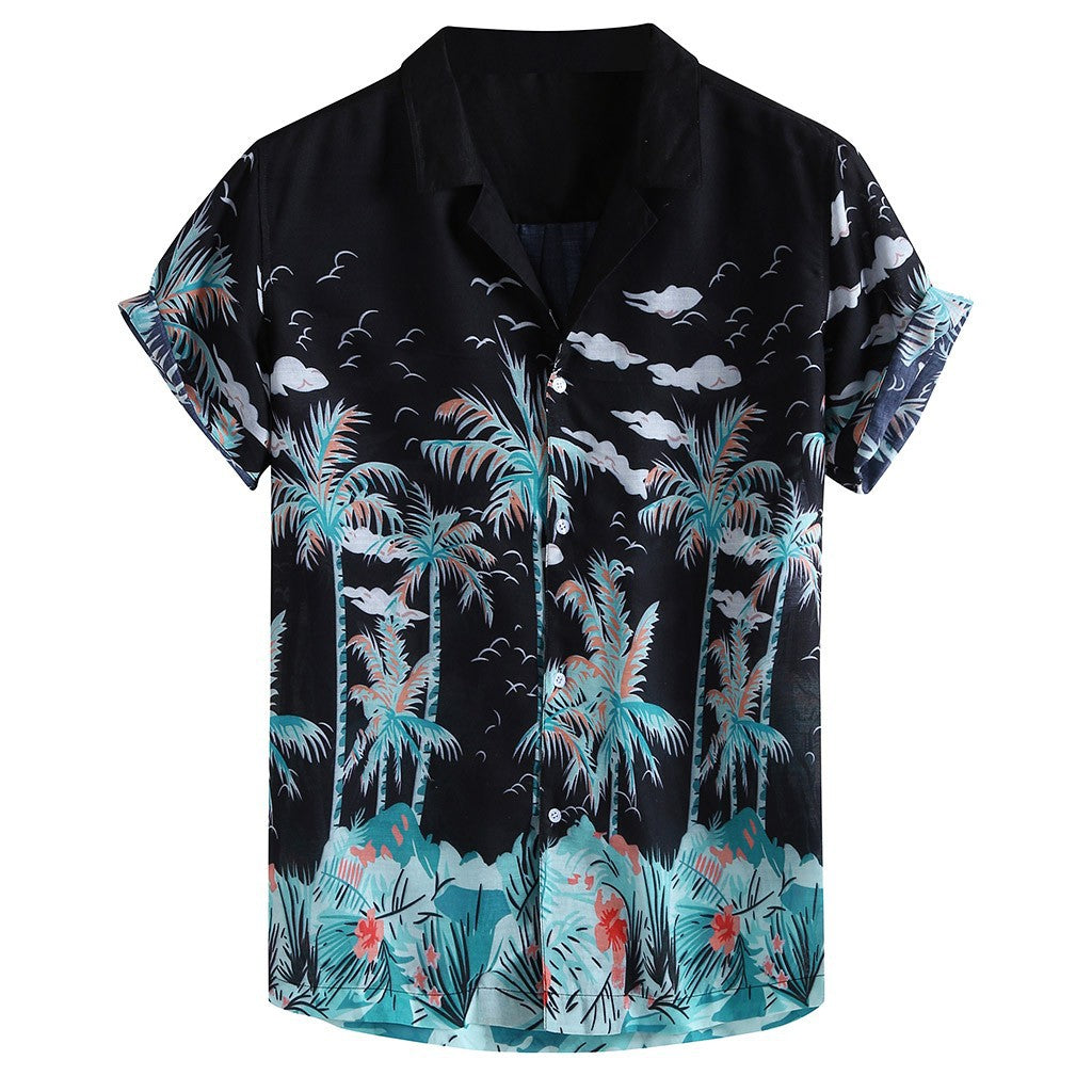 Men's loose-fit printed short sleeve shirt from R&G Boutique, casual fashion top with vibrant pattern and relaxed style.