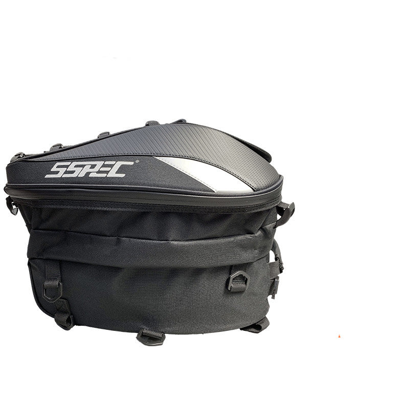 R&G Boutique waterproof motorcycle backpack with racing and touring storage, designed for riding and travel, shown in the image.