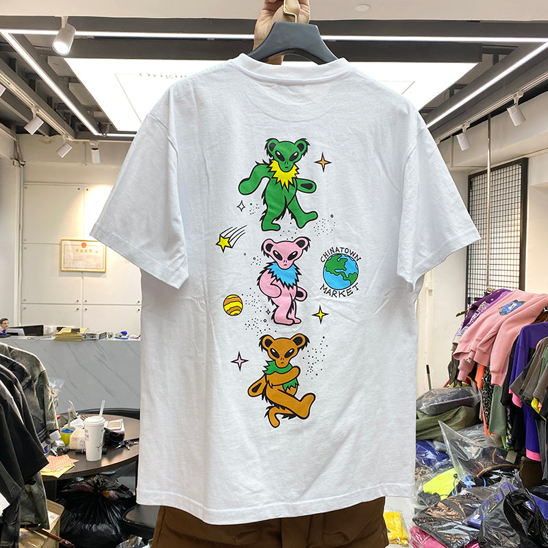 R&G Boutique star man cartoon print short sleeve t-shirt with colorful graphic design on a casual cotton shirt