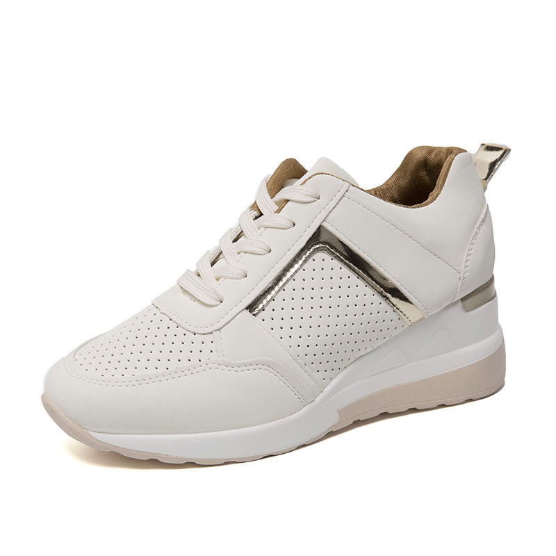 R&G Boutique platform wedge sneakers with lace-up mesh design, casual style, and comfortable chunky heel.