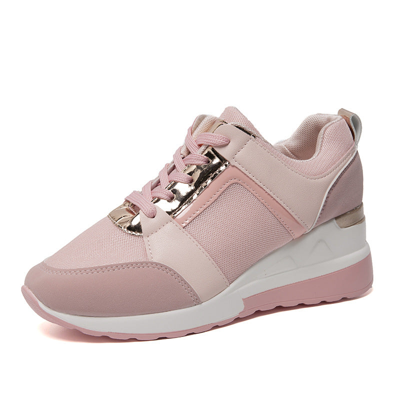 R&G Boutique platform wedge sneakers with lace-up mesh design, casual style, and comfortable sole.