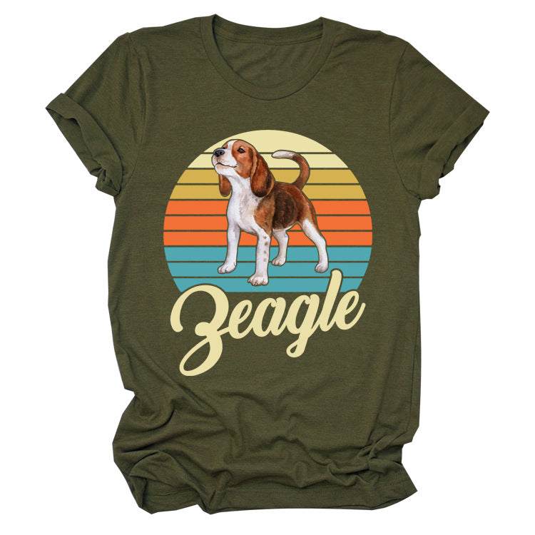 Little Hound Print Short Sleeve shirt by R&G Boutique, featuring a playful dog print on lightweight fabric.