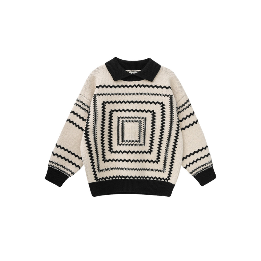 Kids' thick retro boy sweater by R&G Boutique, warm autumn and winter baby sweater with cozy knit fabric.