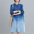 Gradient denim shirt from R&G Boutique, featuring a stylish blue-to-light fade, long sleeves, and classic collar.