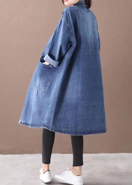 Korean style slimming denim shirt dress by R&G Boutique, featuring a vintage single-breasted coat design, versatile and elegant.