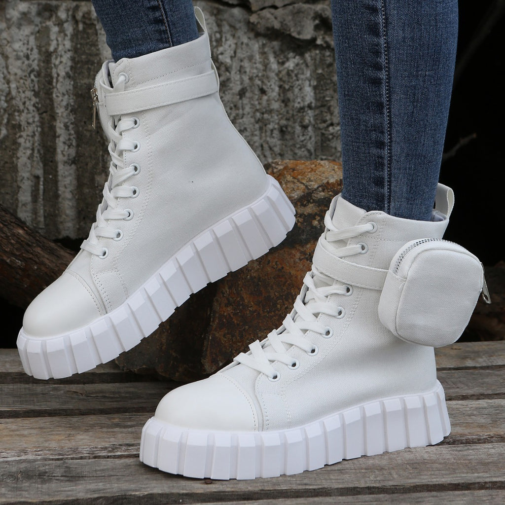 R&G Boutique women's high-top canvas shoes, breathable and fashionable, featuring a stylish design and comfortable fit.