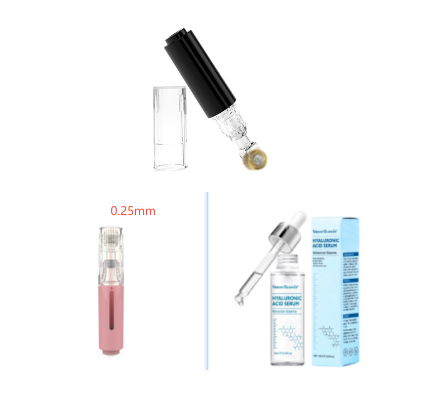 R&G Boutique 3-in-1 lip care and beard growth roller with serum applicator, featuring a needle design for enhanced absorption.