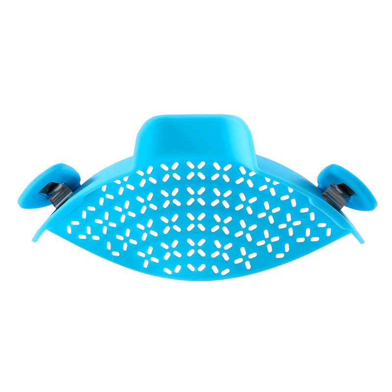 R&G Boutique silicone pot side drain stopper showcasing flexible, durable kitchen gadget for preventing spills during cooking.