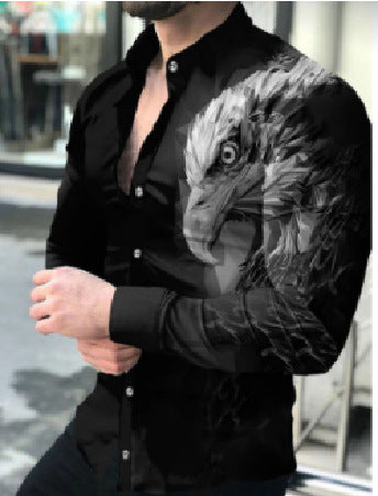 Men's long sleeve shirt with geometric print from R&G Boutique, featuring a modern design and casual fit.