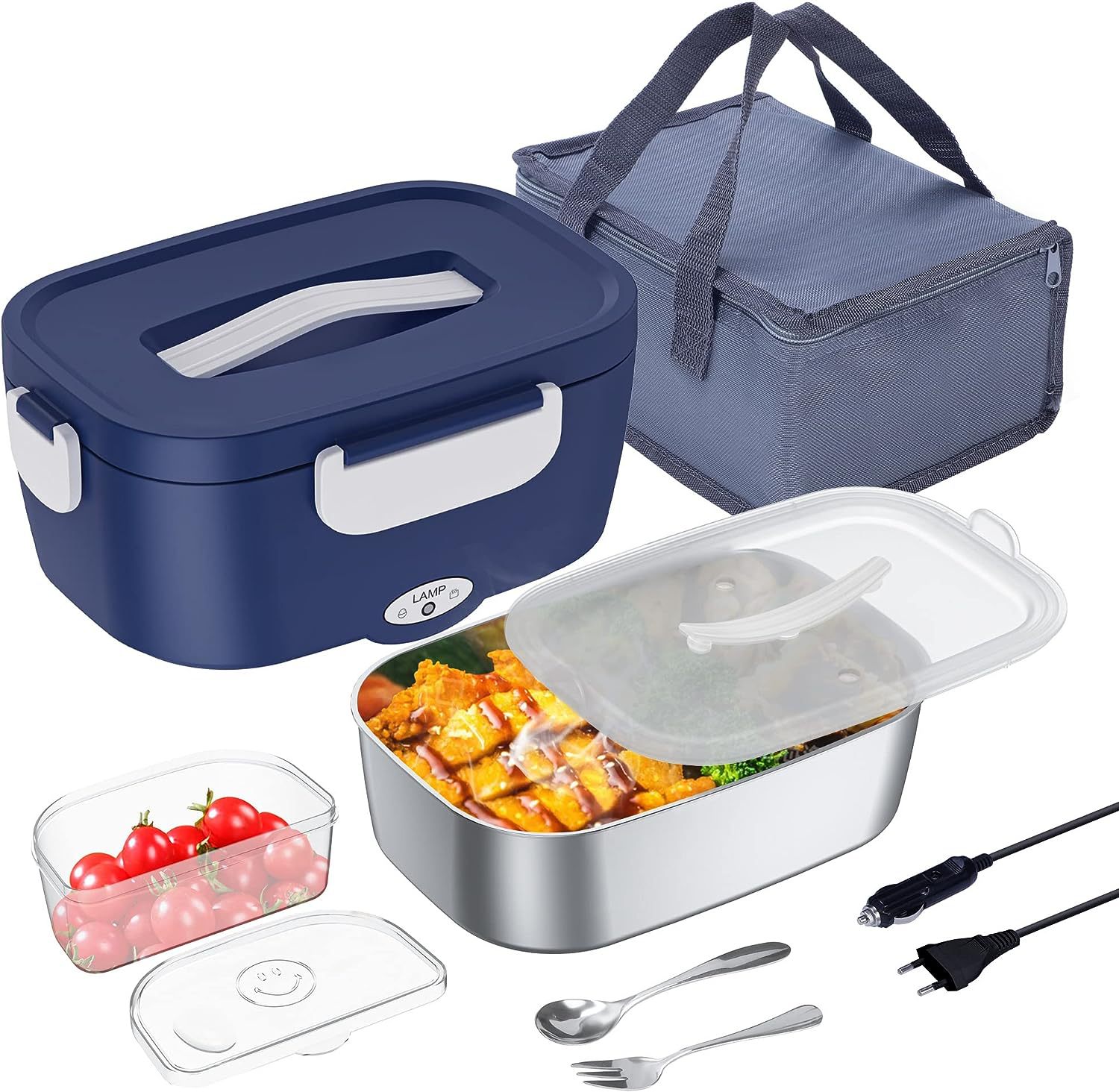Portable No Water Injection Heating Lunch Box gadget by R&G Boutique, showing compact design with heating controls and lid.