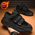 Men's fashion R&G Boutique platform sneakers, sporty leisure shoes with white and black design, showcased from a side angle.