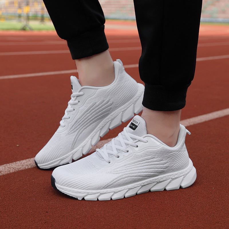 Pair of R&G Boutique men's and women's woven breathable running shoes, casual sneakers with lightweight design and stylish appearance.