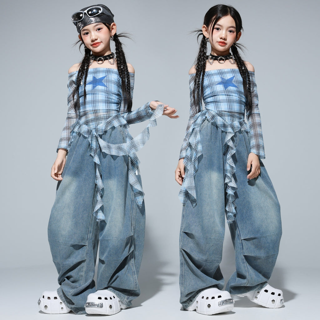 Girls' hip-hop street dance outfit set by R&G Boutique featuring trendy, stylish clothing for kids' dance performances and casual wear.