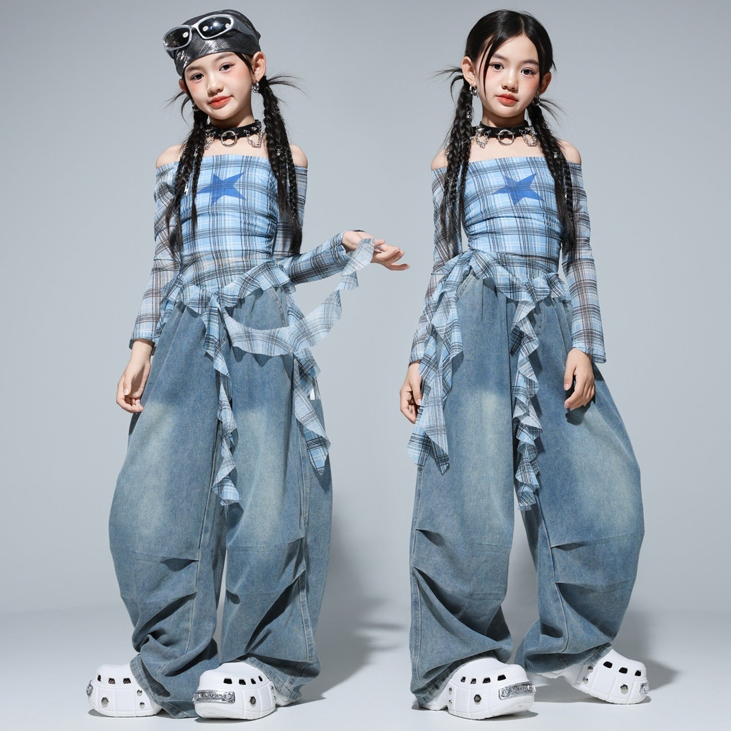 Girls' hip-hop street dance outfit set by R&G Boutique featuring trendy, stylish clothing for kids' dance performances and casual wear.