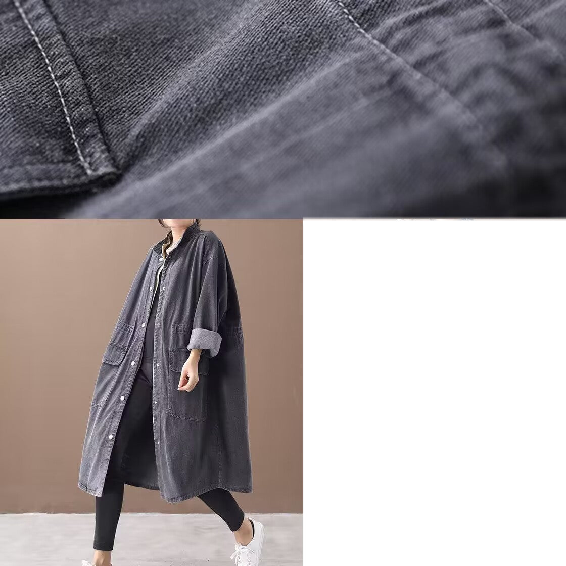 Fashionable Versatile Slimming Denim Shirt Dress Korean Style Elegant Hong Kong Style Vintage Single-breasted Coat - R&G Boutique