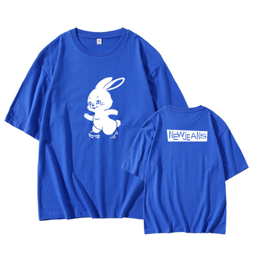 R&G Boutique bunny print short sleeve T-shirt with playful bunny design on lightweight fabric, perfect for casual wear.
