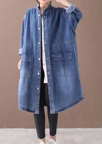 Versatile slimming denim shirt dress by R&G Boutique, Korean style vintage single-breasted coat, elegant and fashionable.