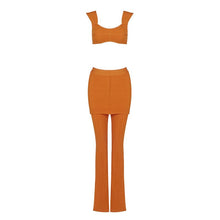 Tank Top Pants Two Piece Set Camisole Stretch Knit Flare Pants Bandage Crop Tops Full Length Pants Suit New High Quality
