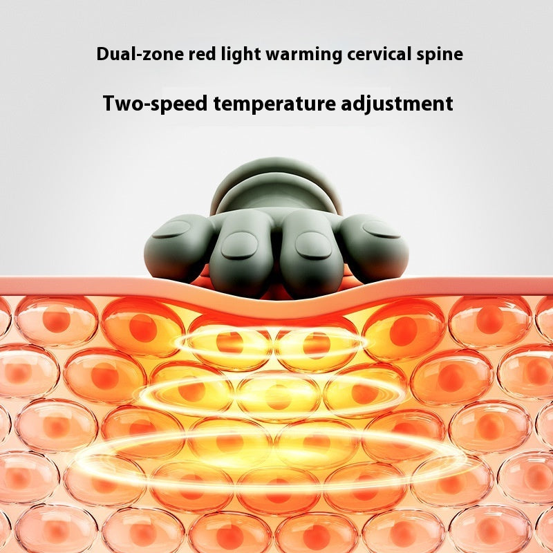 Wireless electric pain relief neck and shoulder massager by R&G Boutique showing adjustable straps and textured massage nodes.