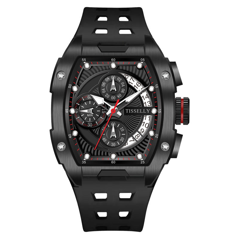 Luminous waterproof curved screen barrel-shaped quartz watch by R&G Boutique with illuminated display and sleek design