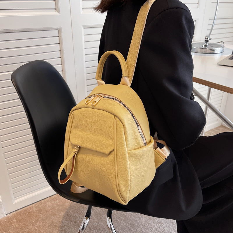 Cute black PU backpack for women with a soft, small design from R&G Boutique, perfect for school or casual outings.