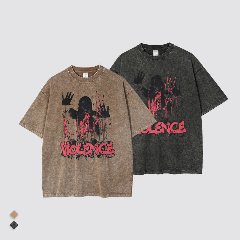 R&G Boutique TeeBatik distressed print short sleeve T-shirt featuring a casual, washed-out design on soft fabric.