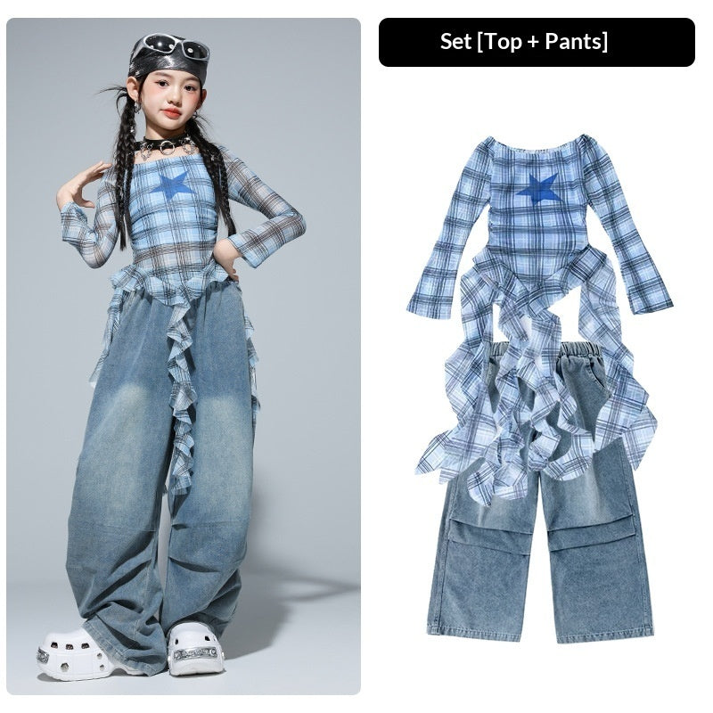 Girls' hip-hop street dance outfit set by R&G Boutique, featuring trendy clothing for kids with stylish and comfortable design.
