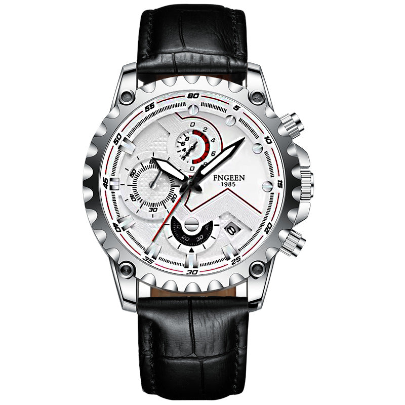 Men's waterproof sports stainless steel watch by R&G Boutique, featuring a sleek dial and durable metal strap.
