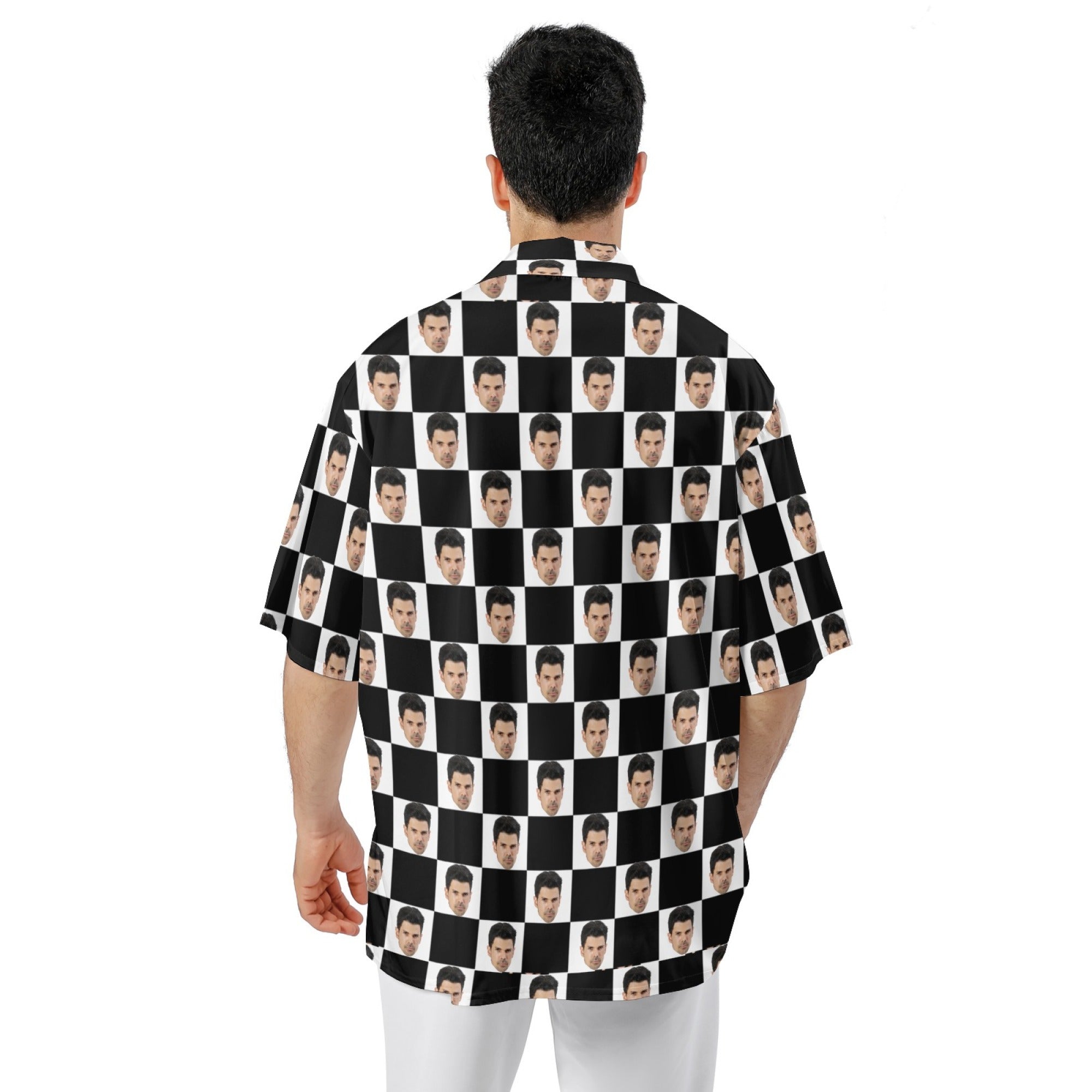 R&G Boutique customized face print shirt with unique graphic design, featuring a personalized facial image on a casual shirt.