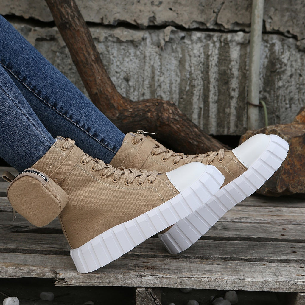 R&G Boutique women's high-top canvas shoes, fashionable breathable sneakers with stylish design and comfortable fit.