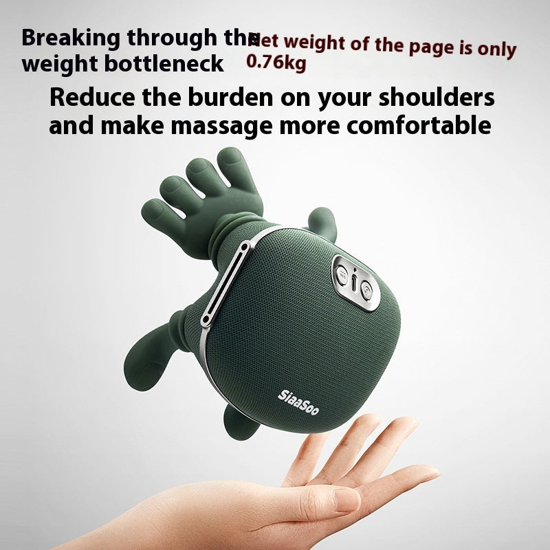 Wireless electric neck and shoulder massager by R&G Boutique with muscle relief pads and adjustable straps for body care.