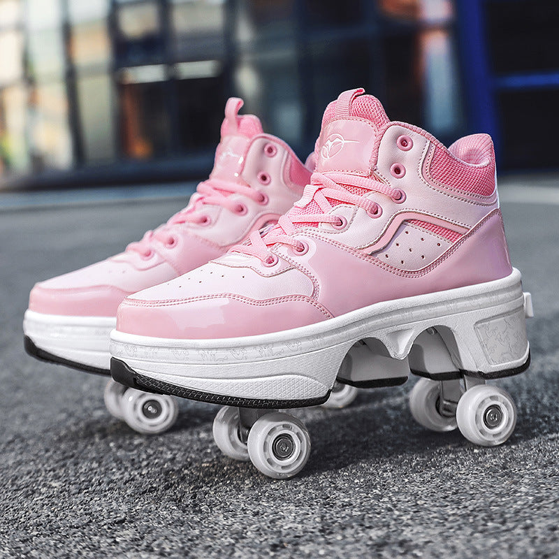 Women's minimalist retractable roller skates from R&G Boutique with sleek design and adjustable feature for stylish skating.