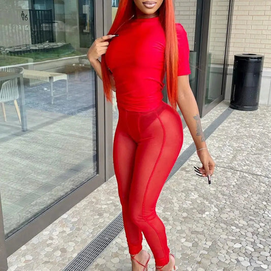 High Waist Mesh Sheer Skinny Leggings