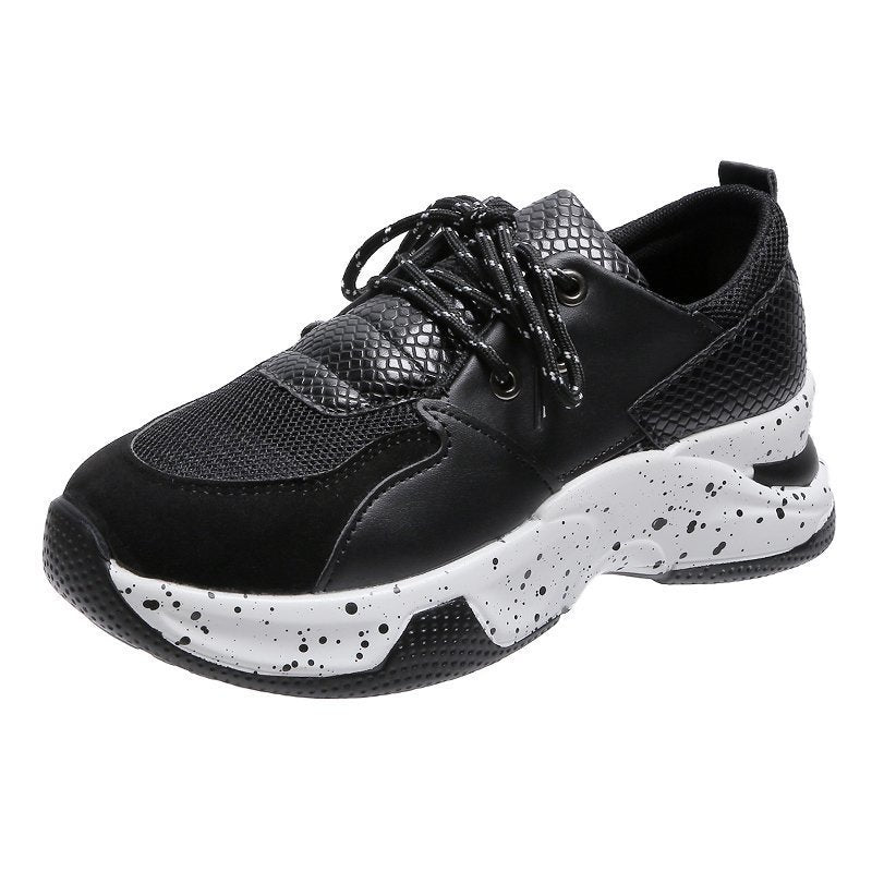 Leopard print women's lace-up sneakers by R&G Boutique, designed for walking and running with sporty comfort.