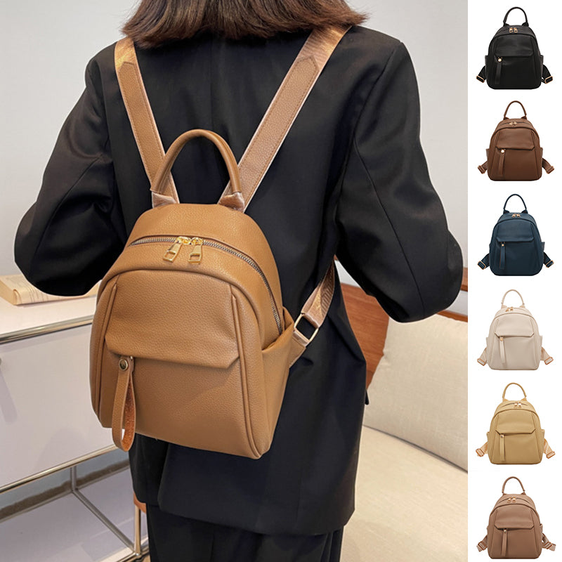 Cute black PU backpack for women by R&G Boutique, small fashion schoolbag with soft material and stylish design.