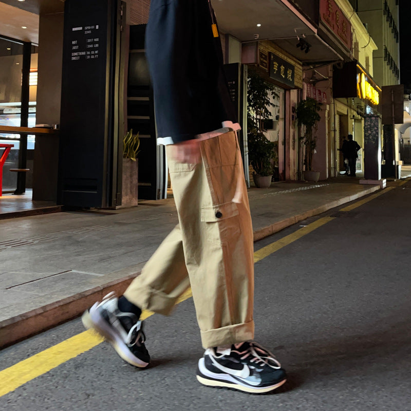 Casual Japanese solid color loose trousers from R&G Boutique, featuring a relaxed fit and comfortable design.