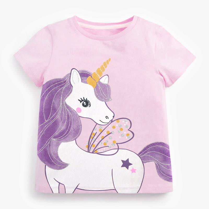 Cotton girls' summer short-sleeve kids set by R&G Boutique, featuring a playful, comfortable design for warm weather.