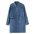 Korean-style slimming denim shirt dress by R&G Boutique, elegant vintage single-breasted coat with versatile fashion appeal.