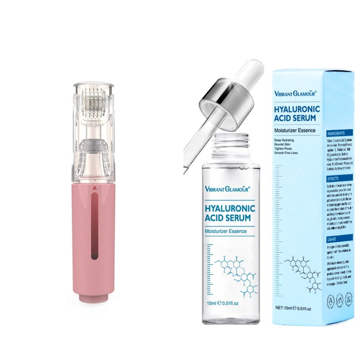 R&G Boutique 3-in-1 lip care and beard growth roller with serum applicator, featuring a needle design for skin and hair treatment.